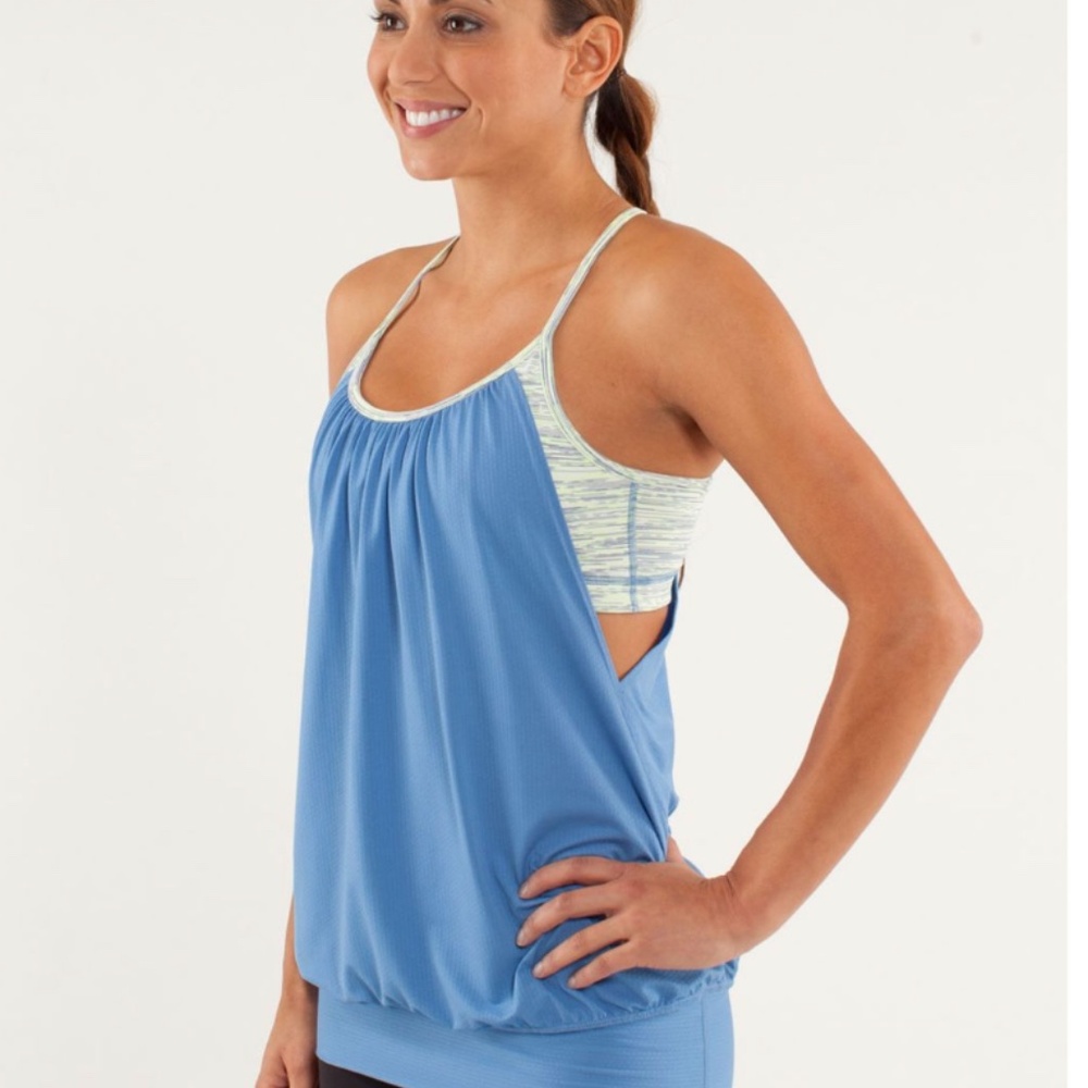 Lululemon No Limits Tank Limitless Blue Wee Are From Space Polar Cream size 4